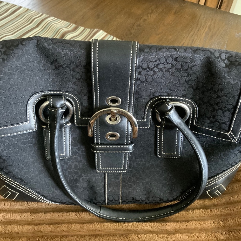 Coach leather trimmed satchel